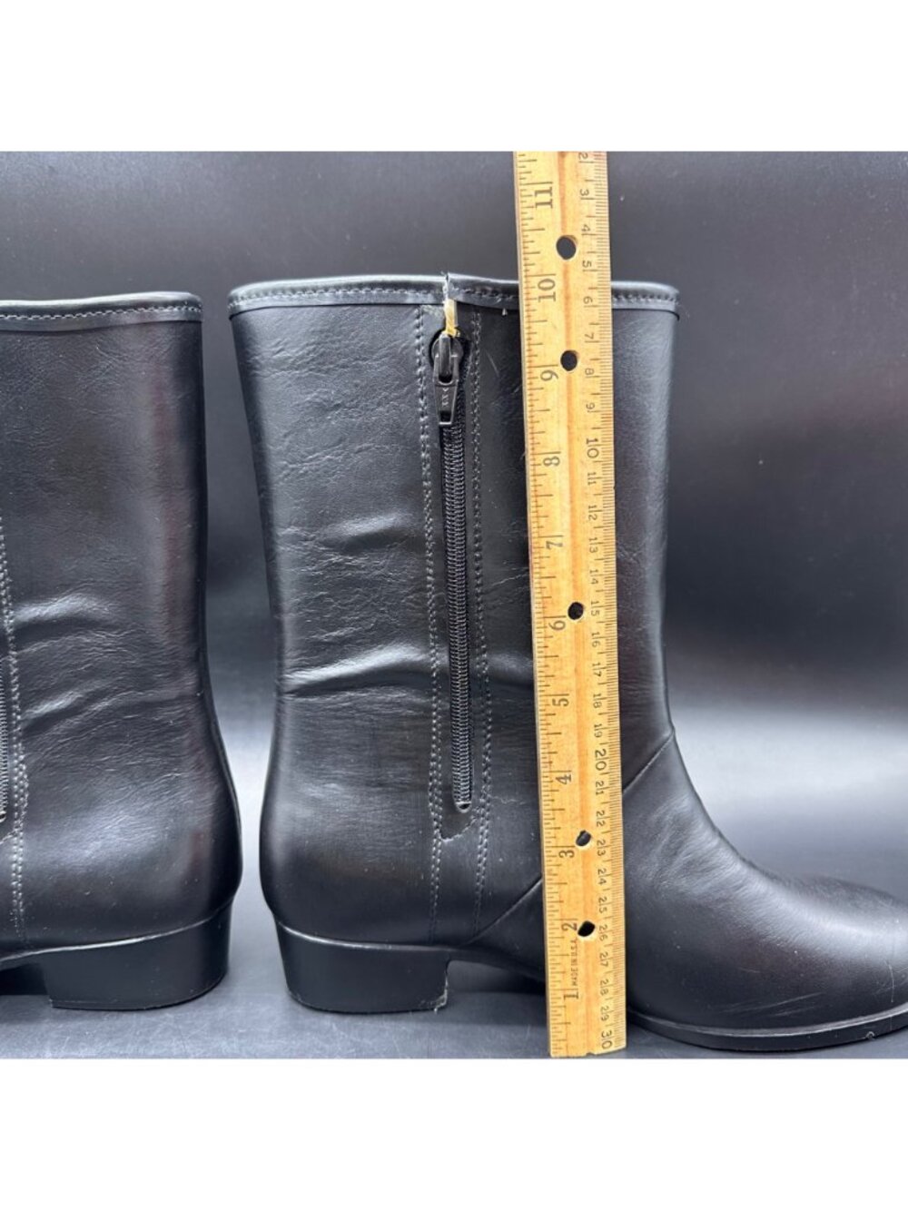 Vintage Black Boots Waterproof Sherpa Lined USA Size 6 Extra Wide Retro Winter - Picture 14 of 15